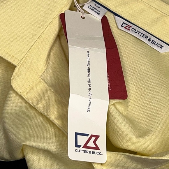 New Small Cutter And Buck Yellow Button Front Top Womens Long Sleeve Cotton - Picture 13 of 16